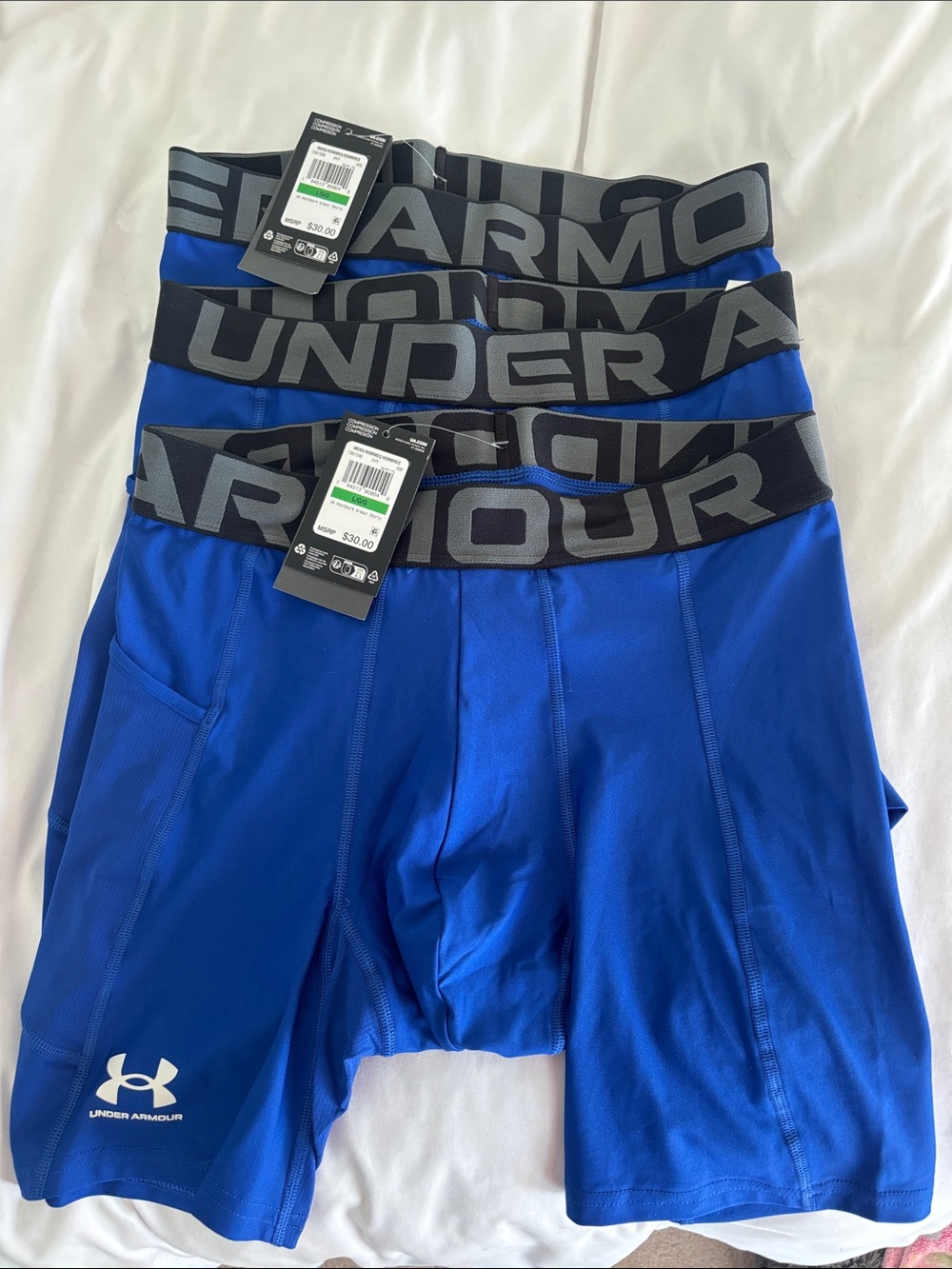 Under Armour Royal Blue Compression Shorts 3-Pack with Black Waistband
